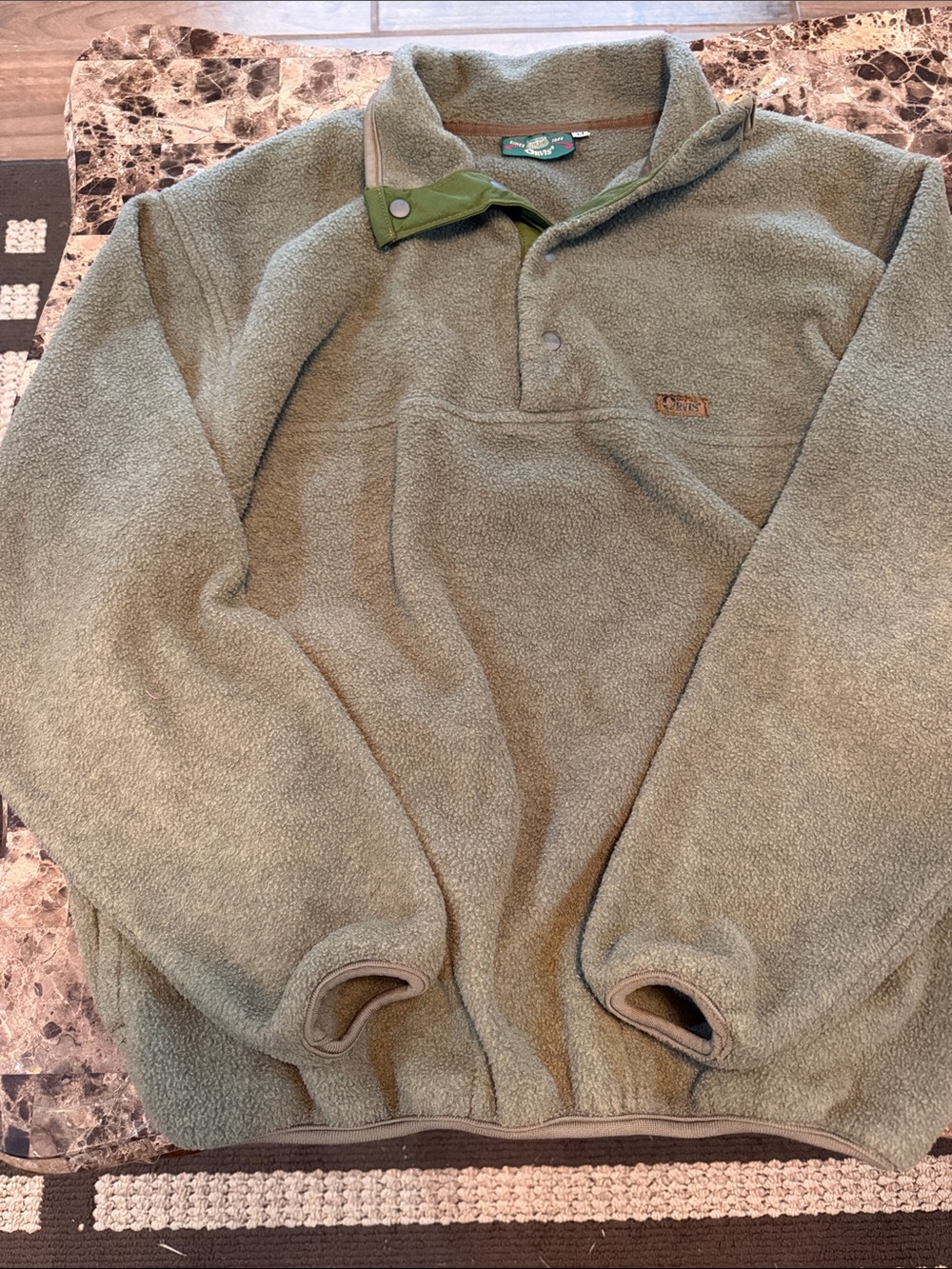 Orvis Olive Green Fleece Pullover Jacket